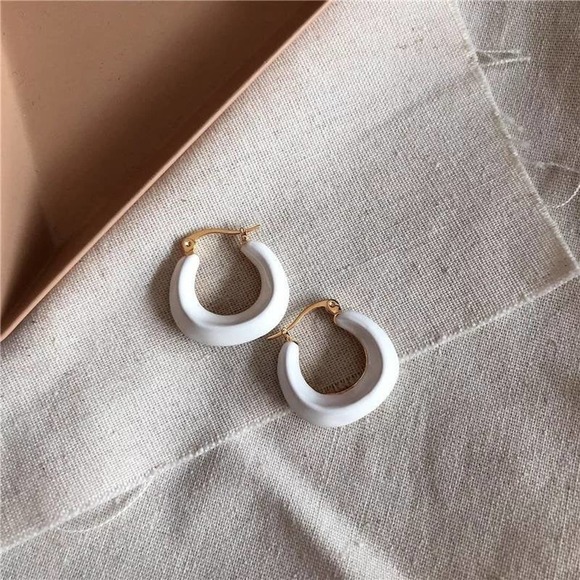 14k Huggie Gold Hoop Earring|White or Green Choice - Picture 10 of 10